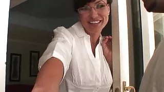 Stunning MILF Lisa Ann riding BBC before cum on tits