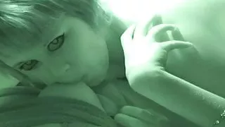 Night cam view of hot lesbian lovemaking