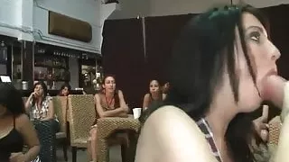 Fine slut can't help but get on her knees and suck big dick