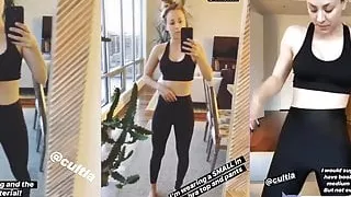 Kaley Cuoco in spandex, triple screen
