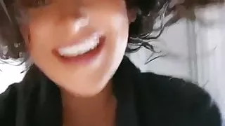 Shay Mitchell cleavage selfie, slow motion