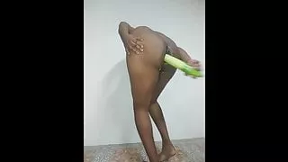 Cucumber in the cumming ass