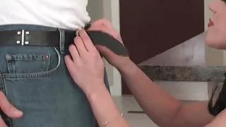 That hot brunette girlfriend wants cum in the kitchen