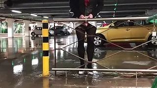 Crossdresser self-exposed at public parking lot