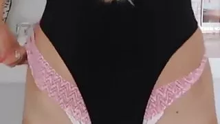 Try-On Blonde Panties Take Off
