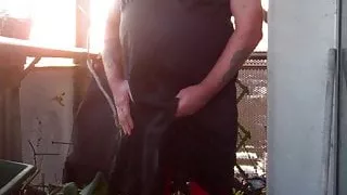 cumming in my black slip and red tights