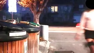 flashing exhib road tail plug anal stockings mini skirt