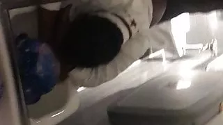 FUCKING ON HER LUNCH BREAK !!! Bathroom sink action hold on