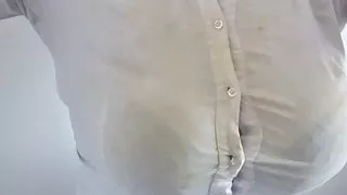 big boobs under a tight white blouse
