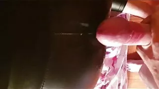 Making him fuck my pvc covered ass then cumming on it