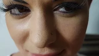 Brunette babe shows off her hot body