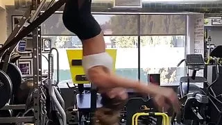 Kate Beckinsale working out upside down