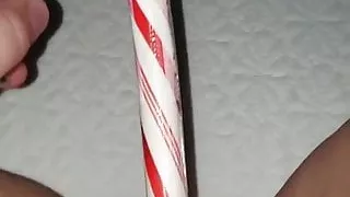 #CandyCaneChallenge masturbating with a candy cane