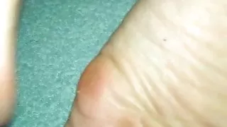 Feet play with dick