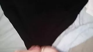 Litle load on wife black panty