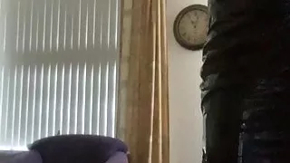 little walk in latex and high heels