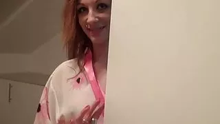 Incredible babe plays around with a  banana