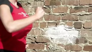 Kari Byron running in slow motion