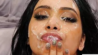 Bukkake with a sexy little black chick