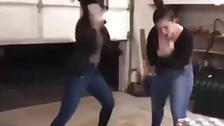 Cleavage girls bashing beer cans on their heads