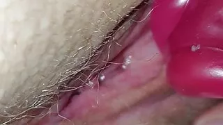 Russian wife fuck pussy by pink dildo