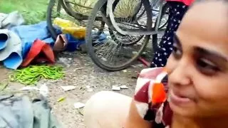 Hot indian aunty deep boobs clevage in public place