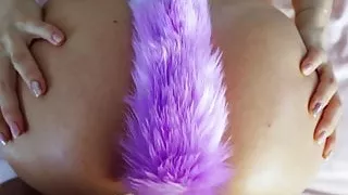 Cum on me thanks to my Buttplug Tail - Double Penetration Do