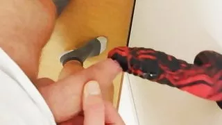 Cum on dildo and clean
