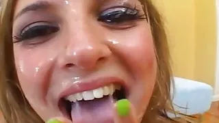 Blonde Slut Blowbang Cum Swallow