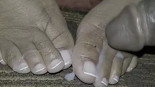 Fat ebony toes with french pedi