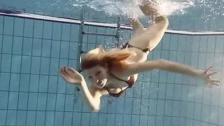 Nastya hot blonde naked in the pool