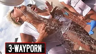 3-Way Porn - Wet T-Shirt at Poolside Orgy