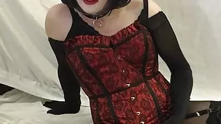 Stroking while sitting on dildo