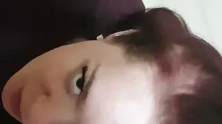 Amanda W slobbing on a dick while looking up at camera.