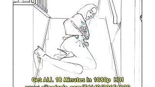 Luna Lain Strips On The Stairs In Relief