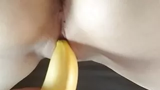 Banana play - Providing vitamins to my tied slave
