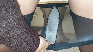 My Piss Wet & Smelly Black Pantyhose after a day at work