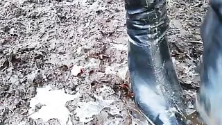 Dirty high heel boots