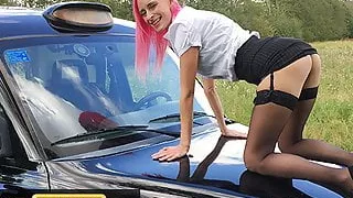 Fake Taxi Pink Haired Roxy Lace Fucks a Huge White Cock