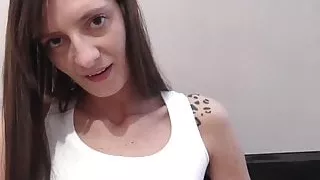 Smoking brunette shows off her nicely shaved slit