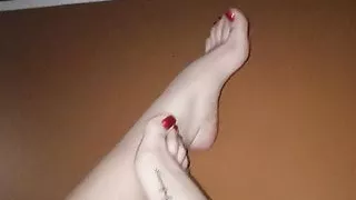 Red toes teasing