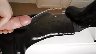 Amatør, Svart, Støvler, Sperm, Spruting, Homo