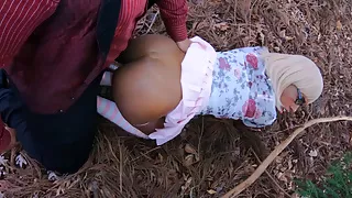 On Forest Pine Needles Nailing My Wife Ebony Daughter Doggy