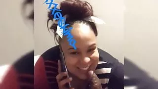 Ebony on phone to babyfather whilst sucking dick
