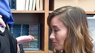 Young female thief tastes cum after guard bangs her pussy