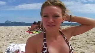 Hilary Duff on beach in Rio