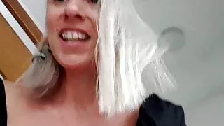 Naughty secretary floods the office stairwell with pee