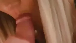 Cute blonde milks load in her mouth