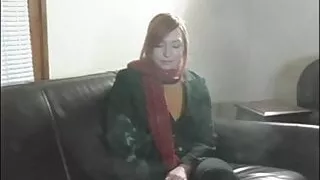 Ginger Hot Chick Smokes A Cigarettte