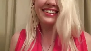 Astonishing blonde strips off her red outfit